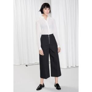 & Other Stories Women's Size 2 O-Ring Zip Culotte Trousers‎ Black Pants